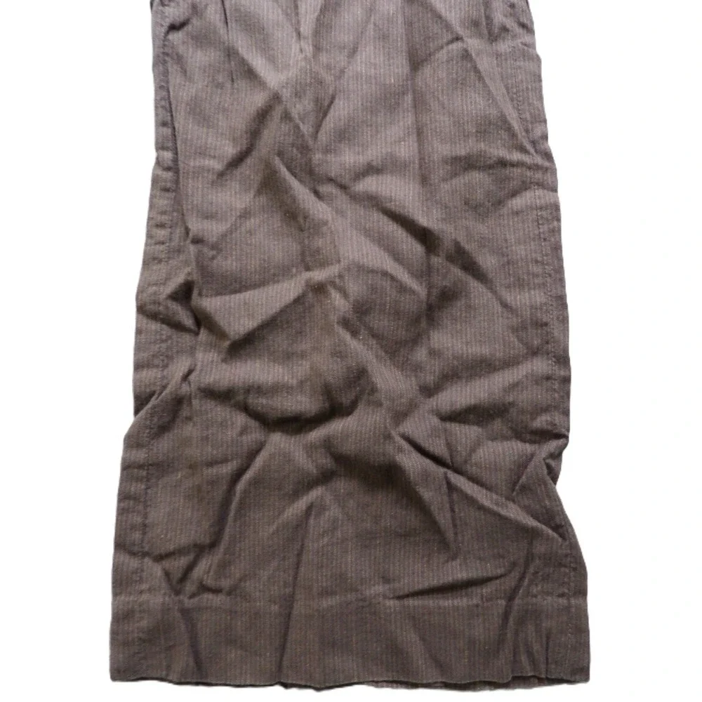 Banana Republic Women Brown Linen Blend Wide Leg Pant Pinstripe 6 Regular Office